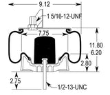 Air Spring Bag for Kenworth Trucks (Replaces Firestone W01-358-9625, Kenworth K-303-25) Aftermarketus Reversible Sleeve Air Springs