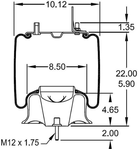 Air Spring Bag for Navistar Trucks (Replaces Firestone W01-358-9648, Navistar 2027911C-1) Aftermarketus Reversible Sleeve Air Springs
