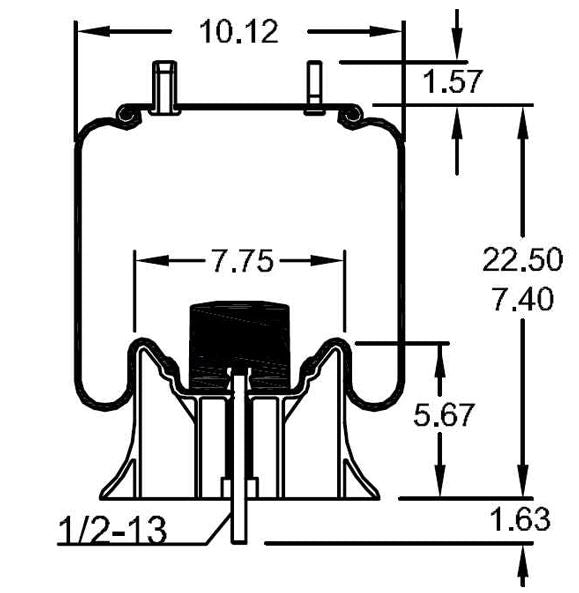 Trailer Air Spring Bag (Replaces Firestone W01-358-9923, Goodyear 1R12-481, SAF Holland 905-57-118) Aftermarketus Reversible Sleeve Air Springs